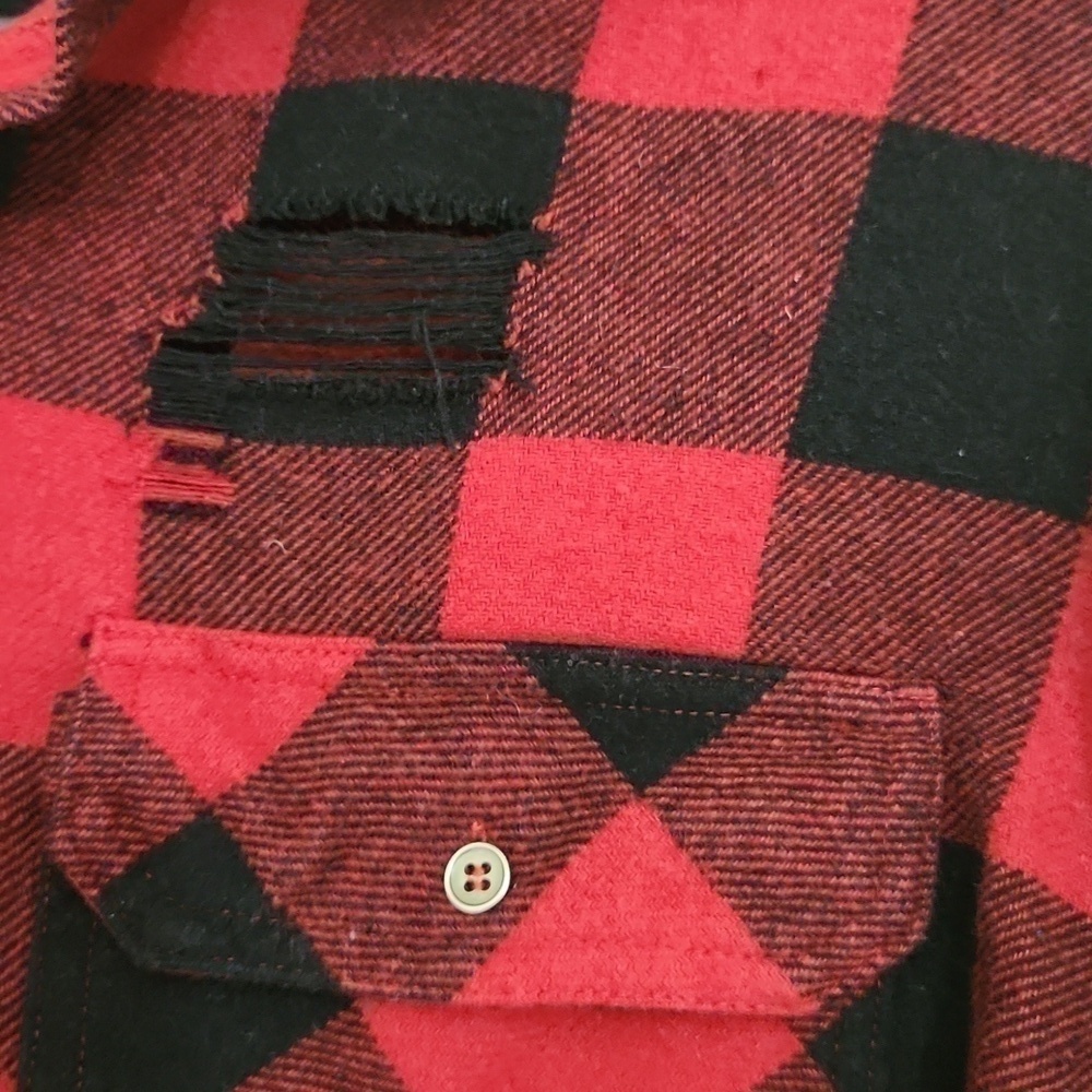 House Of Chic Crop Shacket Retro Rockabilly Gingham Distressed Goth Flannel — image 6 of 8